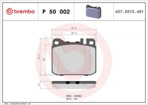 Brembo P 50 002 - Brzdové platničky -