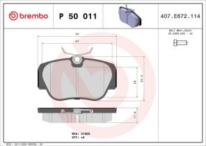 Brembo P 50 011 - Brzdové platničky -