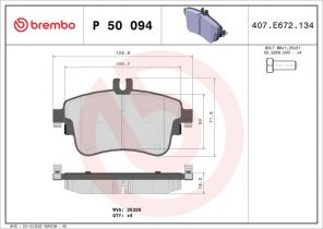 Brembo P 50 094X - Brzdové platničky -