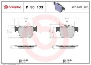 Brembo P 50 133 - Brzdové platničky -