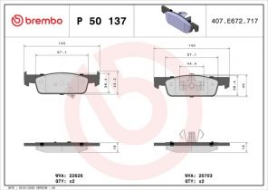 Brembo P 50 137 - Brzdové platničky -