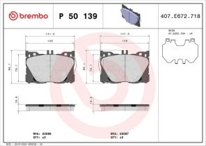 Brembo P 50 139 - Brzdové platničky -