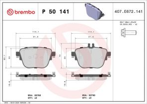 Brembo P 50 141 - Brzdové platničky -