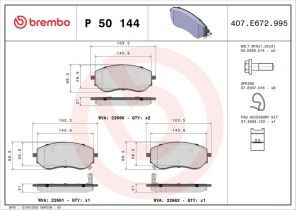 Brembo P 50 144 - Brzdové platničky -