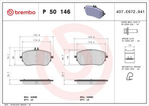 Brembo P 50 146 - Brzdové platničky -