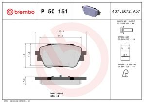 Brembo P 50 151 - Brzdové platničky -