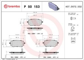 Brembo P 50 153 - Brzdové platničky -