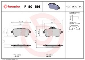 Brembo P 50 156 - Brzdové platničky -