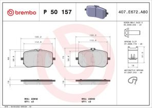 Brembo P 50 157 - Brzdové platničky -