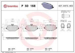 Brembo P 50 168 - Brzdové platničky -
