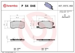 Brembo P 54 046 - Brzdové platničky -