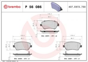 Brembo P 56 086 - Brzdové platničky -