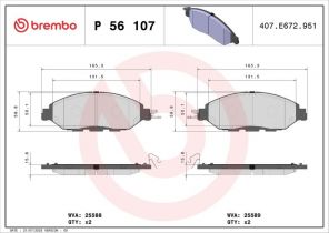 Brembo P 56 107 - Brzdové platničky -