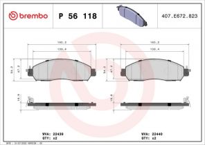 Brembo P 56 118 - Brzdové platničky -