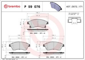 Brembo P 59 076X - Brzdové platničky -