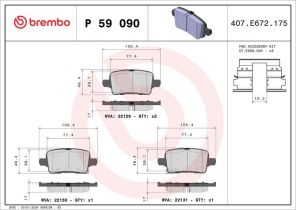 Brembo P 59 090 - Brzdové platničky -