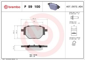 Brembo P 59 100 - Brzdové platničky -