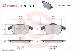 Brembo P 61 076X - Brzdové platničky -