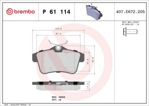 Brembo P 61 114X - Brzdové platničky -