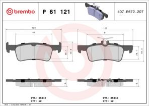 Brembo P 61 121 - Brzdové platničky -
