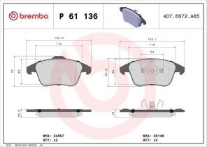 Brembo P 61 136 - Brzdové platničky -