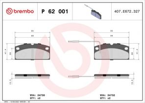 Brembo P 62 001 - Brzdové platničky -