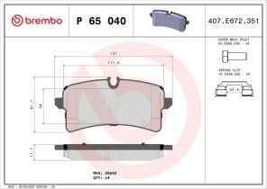 Brembo P 65 040 - Brzdové platničky -