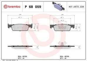 Brembo P 68 059X - Brzdové platničky -