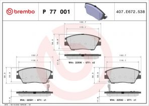 Brembo P 77 001 - Brzdové platničky -
