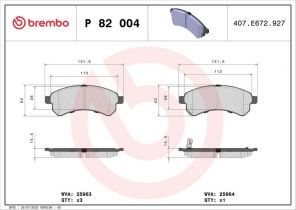 Brembo P 82 004 - Brzdové platničky -