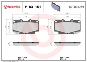 Brembo P 83 151 - Brzdové platničky -