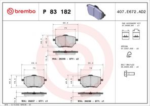 Brembo P 83 182 - Brzdové platničky -