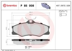 Brembo P 85 008 - Brzdové platničky -