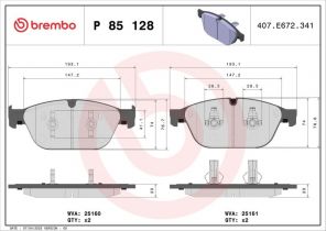 Brembo P 85 128 - Brzdové platničky -