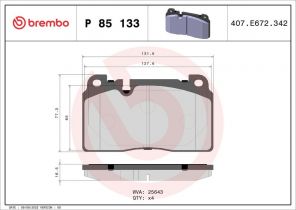 Brembo P 85 133 - Brzdové platničky -
