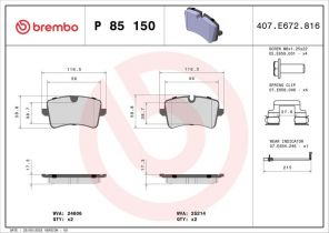 Brembo P 85 150X - Brzdové platničky -