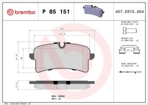 Brembo P 85 151 - Brzdové platničky -