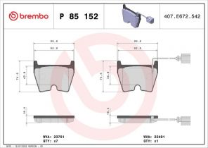 Brembo P 85 152X - Brzdové platničky -
