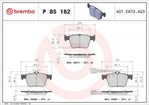 Brembo P 85 162 - Brzdové platničky -