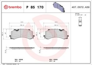 Brembo P 85 170 - Brzdové platničky -