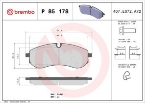 Brembo P 85 178 - Brzdové platničky -