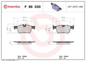 Brembo P 86 030 - Brzdové platničky -