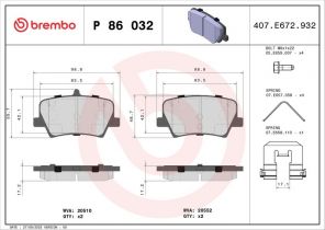 Brembo P 86 032 - Brzdové platničky -