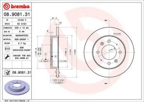 Brembo 08.9081.31 - Brzdový kotúč -