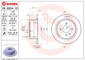 Brembo 08.9504.10 - Brzdový kotúč -