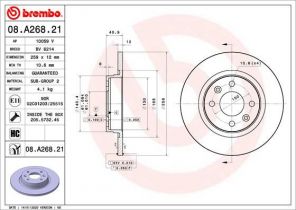 Brembo 08.A268.21 - Brzdový kotúč -