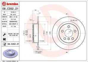 Brembo 08.C352.21 - Brzdový kotúč -