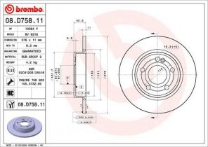 Brembo 08.D758.11 - Brzdový kotúč -