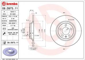 Brembo 08.D973.11 - Brzdový kotúč -