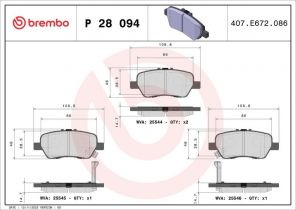 Brembo P 28 094 - Brzdové platničky -